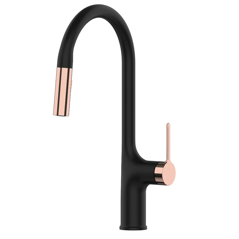 Bagnolux Titanium Black Brushed Deck Mounted Kitchen Faucet Two Function Single Handle Pull Out Mixer Hot and Cold Water Taps