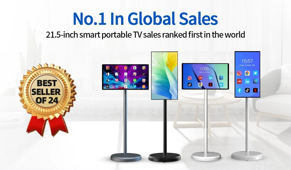 21.5 Inch Portable Smart TV 8-Core CPU Android OS LED Touch Screen Built-In Speaker Mobile Monitor Rotatable Touch Screen TV
