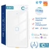 Smatrul Type C Wireless WiFi RF433 Smart Home Wall Switch with Alexa Google Home Timing Voice App Tuya Max Current 10A US 12*7.2*3.84cm White 1gang Us Standard Tidesmit