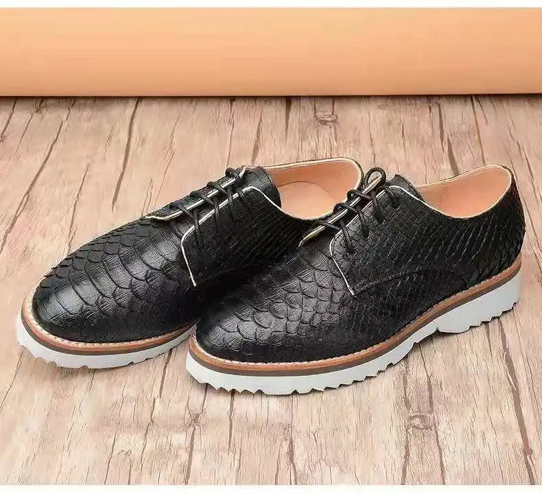 High End Fashion Snake Business Mens Leather Shoes Big Snake Skin Derby Men Dress Shoes Goodyear Welt Custom Formal Shoes Men
