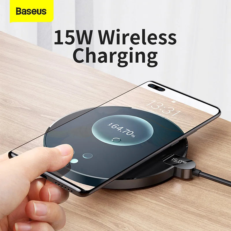 15W Fast Wireless Charger Pad with LED Display - Qi Certified Black Tidesmit