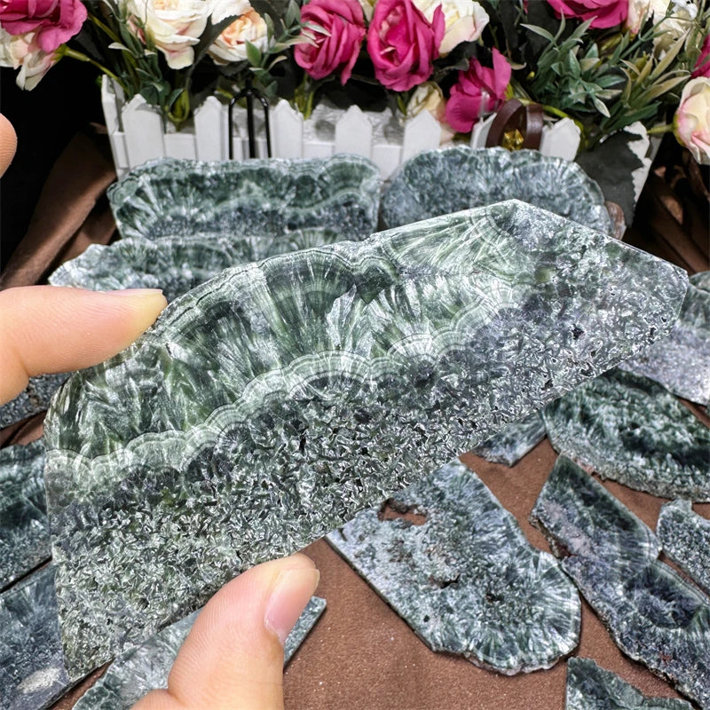 Wholesale Rare Crystal Slabs High Quality Crystal Crafts Natural Seraphinite Slice for Healing Stone Decoration