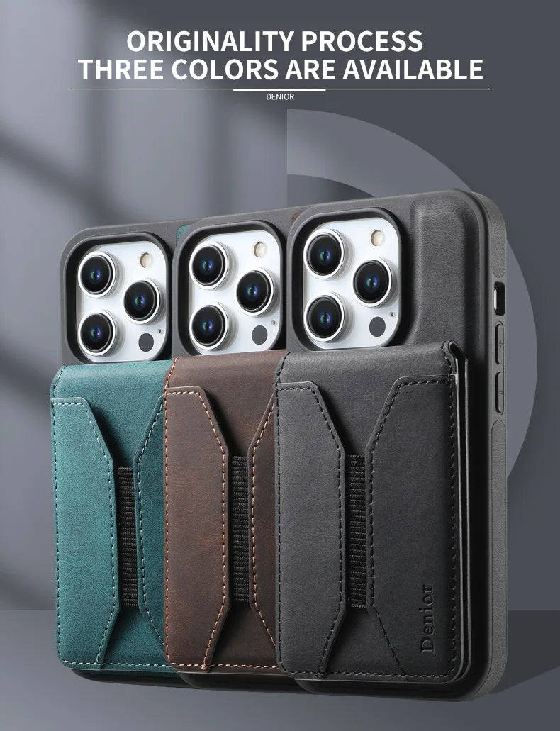 Denior | Magnetic Wallet Card Holder(5Cards) Wireless Charging Phone Case | for iPhone 16 15 14 13 12 Pro Max Plus Tidesmit