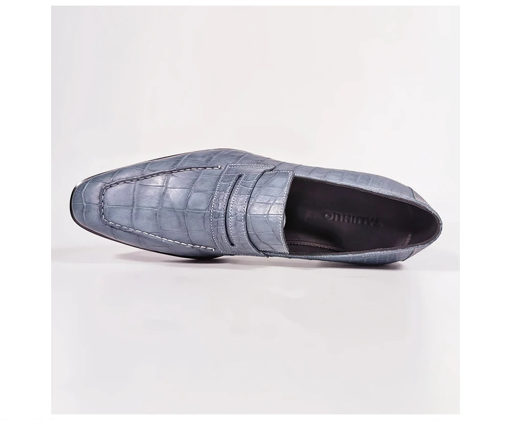 Trendy Designer Loafers Shoes Men Handmade Crocodile Skin Goodyear Shoes Men Classic Leather Luxury Handmade Men's Dress Shoes
