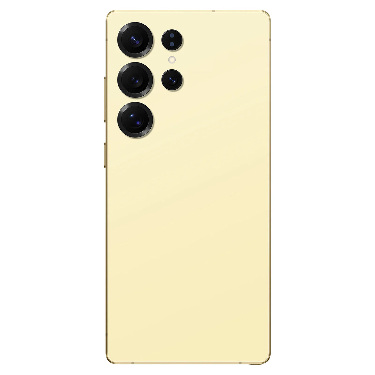 Gold smartphone back with quad camera module and circular flash