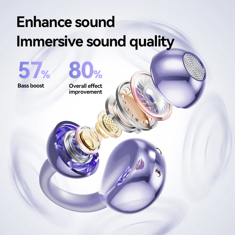 New OWS M91 Ear Clip Air Conduction Open Wireless Earbuds Hi-Res Sound Quality Earphones with AI HD Call and Noise Cancellation Tidesmit