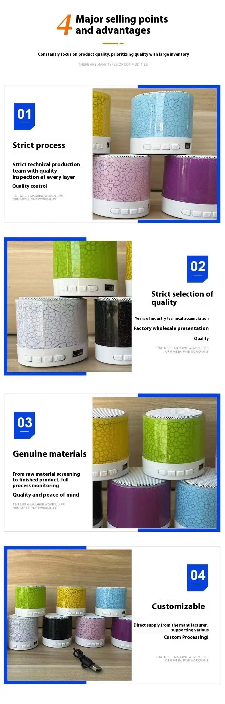 Bluetooth Speaker -Upgrade Mini Portable Bluetooth Speaker RGB Light USB TF Card Reader Stereo MP3 Speaker for Home Atmosphere Desktop