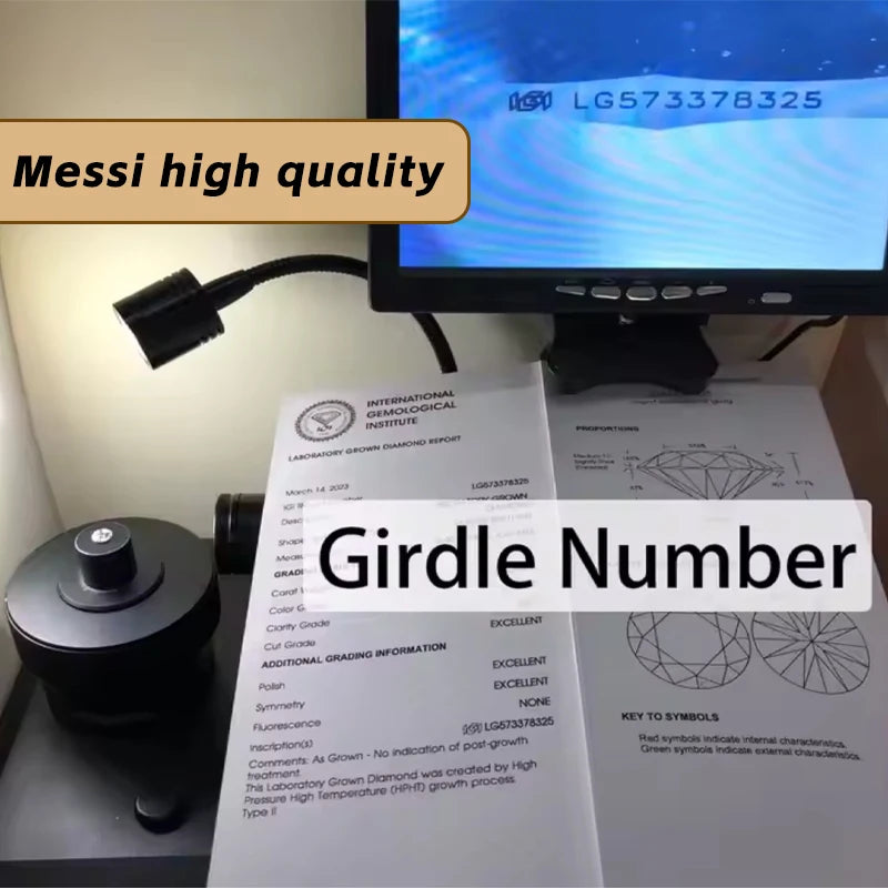 Messi in Stock IGI Certificate 0.3ct 0.5ct 1ct 1.5ct 2ct 3ct 4ct 5ct 6ct Wholesale Lab Created HPHT CVD Lab Grown Diamond