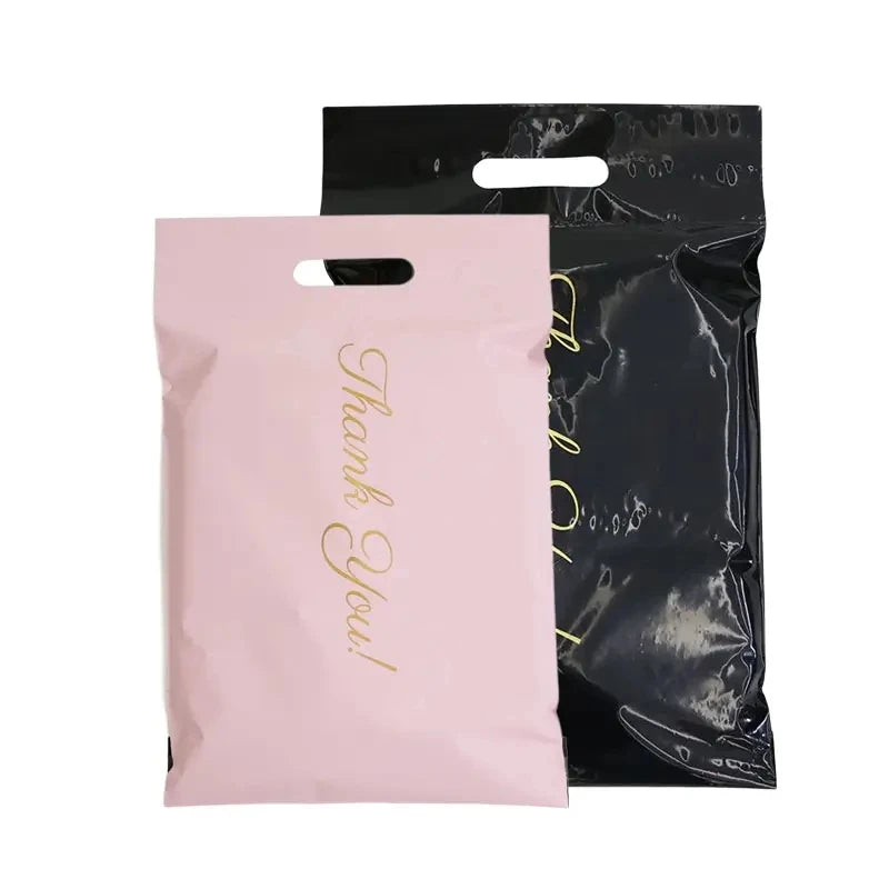 GDCX Pink Packaging Supplies Poly Mailers With Handle Large Thank You Bag Poly Mailer Clothing Courier Packages 10x13 Polymailer