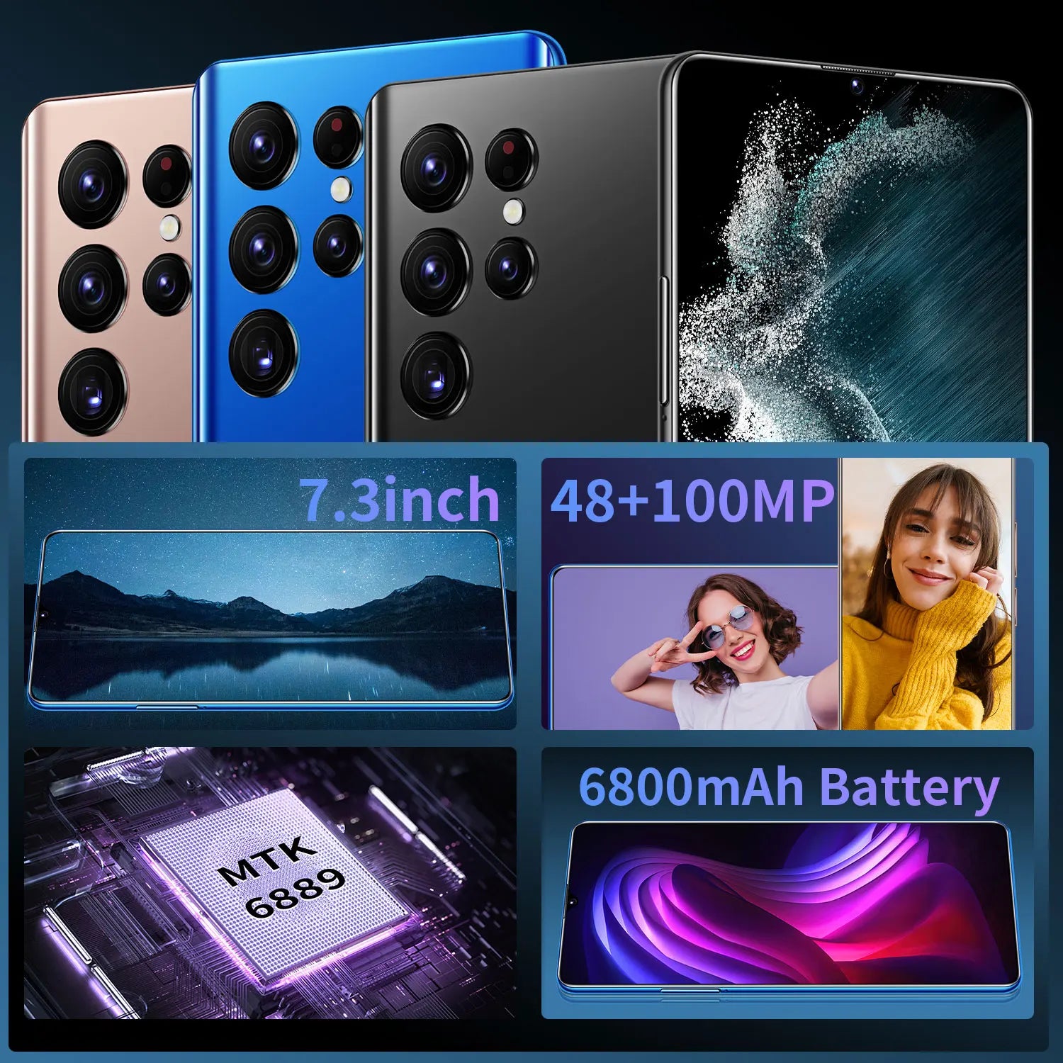 Hot Selling S23 ULTRA Original 16GB+1TB 7.3 Inch Full Display Android 14 Mobile Cell Smart Phone - Tidesmit