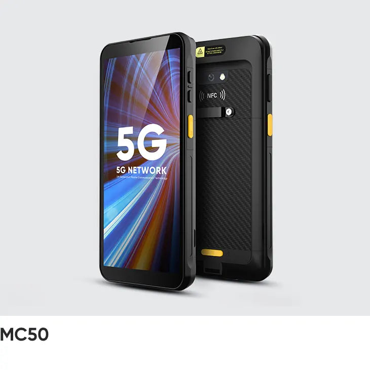Tidesmit Chainway MC50 5G Android 12 industrial smartphone with 2D barcode scanner and NFC data collector in black