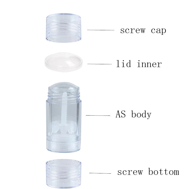 Tidesmit 5pcs 30ml clear twist up deodorant stick containers for empty, reusable DIY antiperspirant sample bottles.