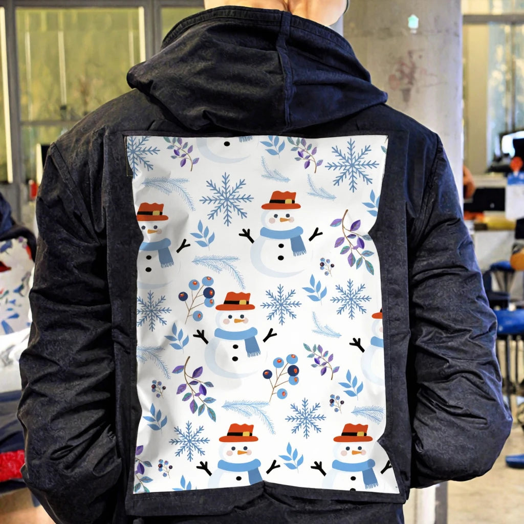 Christmas Snowman Silk Screen Printed Poly 1.5 Mil Thick Waterproof Tear-Resistant Self-Sealing Apparel Shipping Bags