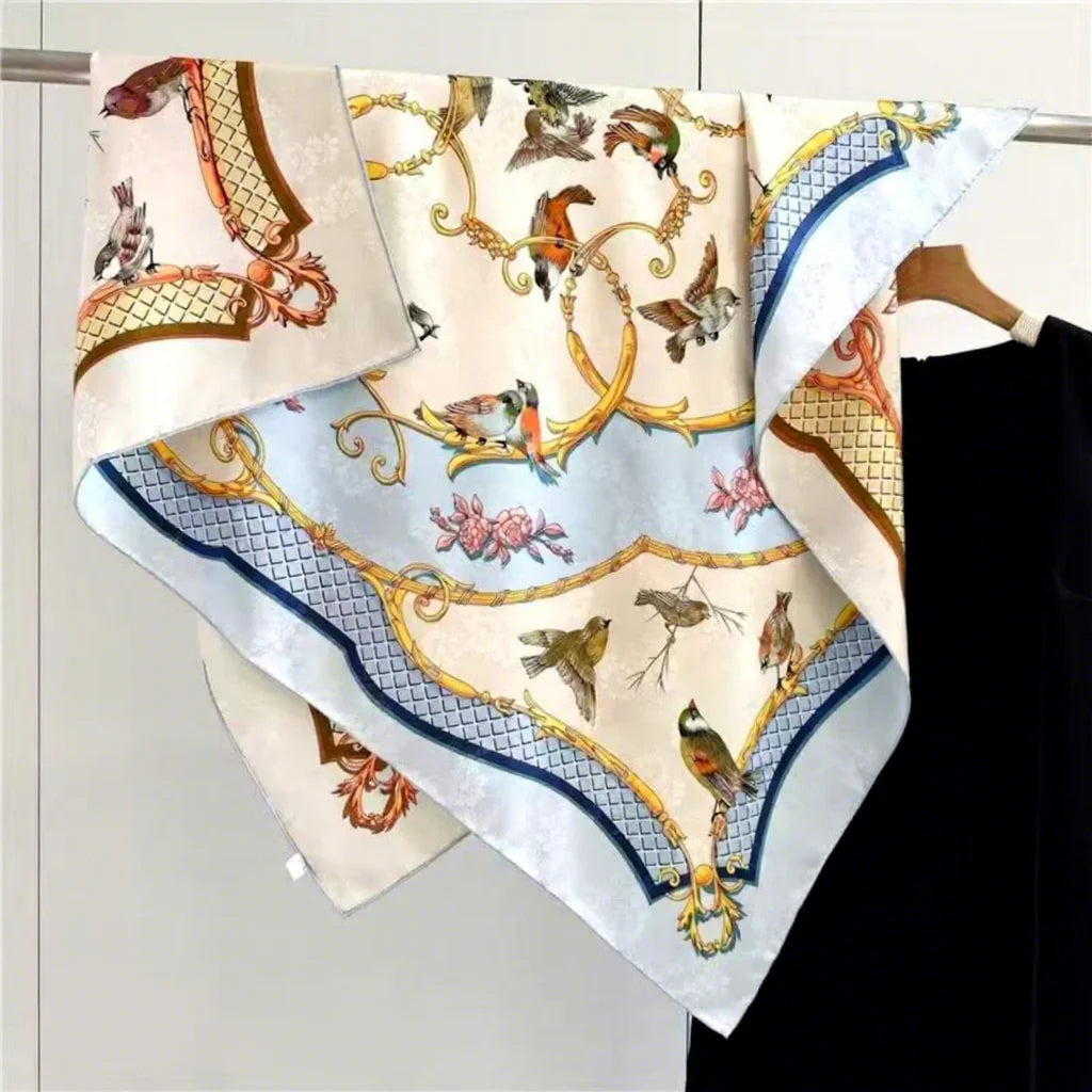 108cm Silk Twill Square Scarves 19MM Heavyweight Silk Printed Scarf 100% Mulberry Silk Two-tone Large Square Scarf