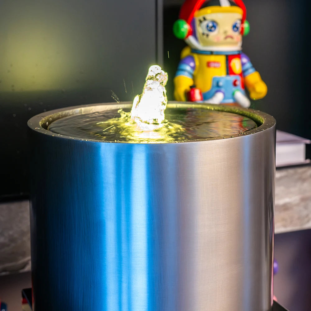 Stainless Steel Waterfall Fountain with LED Lights for Home/Living Room/Garden/Table/ Decoration Gifting Item Tidesmit