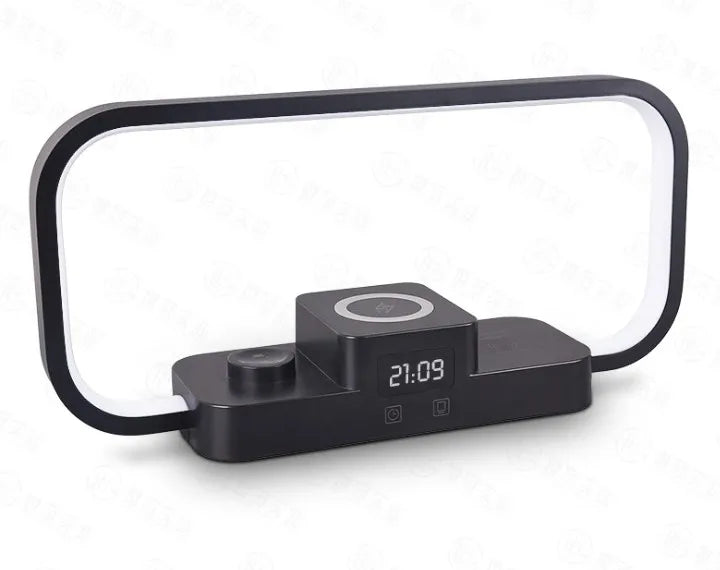 Fast Charging Stand Travel Essentials Iphone Table Lamp 3-in-1 Magnetic Wireless Charger With Led Lamp Alarm Clock for Bedroom Black Tidesmit