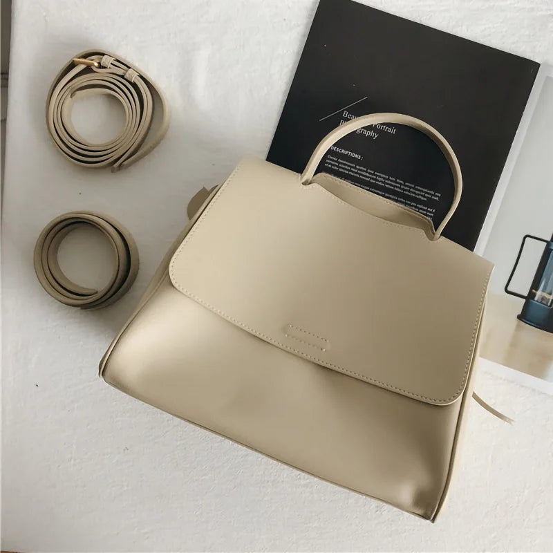 Women Korean Style Simple Design Luxury Leather Messenger Bag Leather Handbags