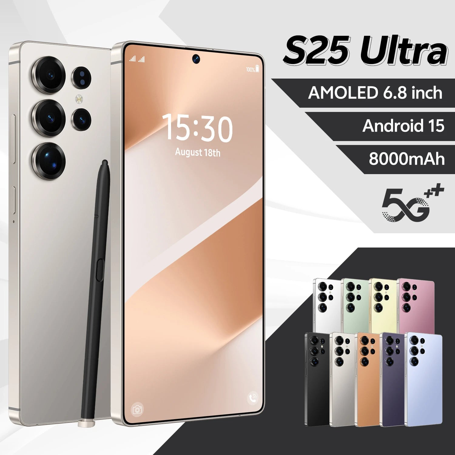Tidesmit 5G Android 15 Smartphone, 1TB Storage, 16GB RAM - Dual SIM Gray 16g 1TB Tidesmit