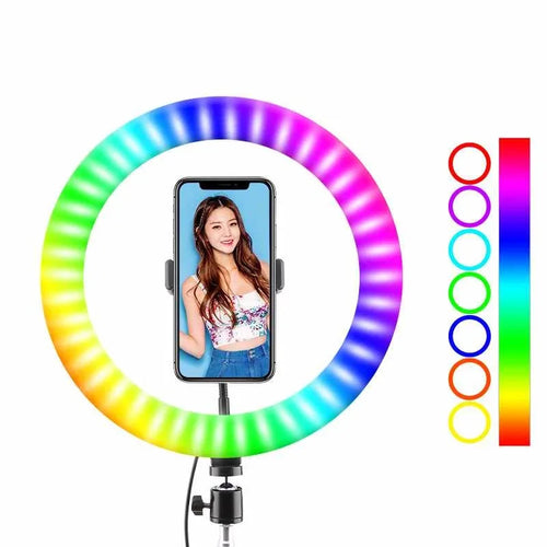 3000K-6000K 13 Inch RGB Ring Light Photography Lighting 15 Colors 33cm Color Fill Light with Mobile Phone Clip - Tidesmit