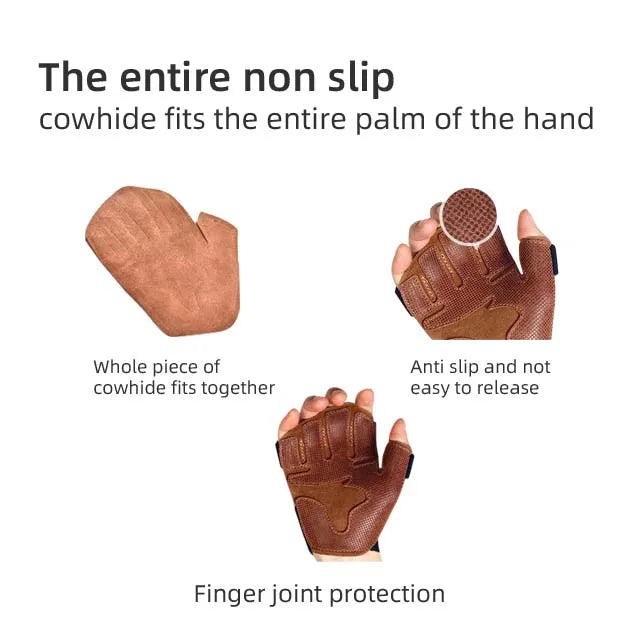 Anti slip Cowhide Fitness Gloves, Pull-up Horizontal bar Training, Anti Cocooning, Weight Lifting Protective Gloves Tidesmit