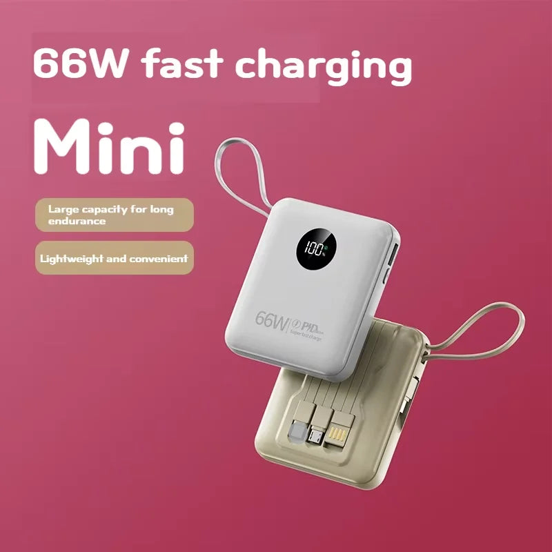 Portable 10000mAh Power Banks Station Small Mini 20W 22.5W Power Bank With Cable Min Small Tidesmit