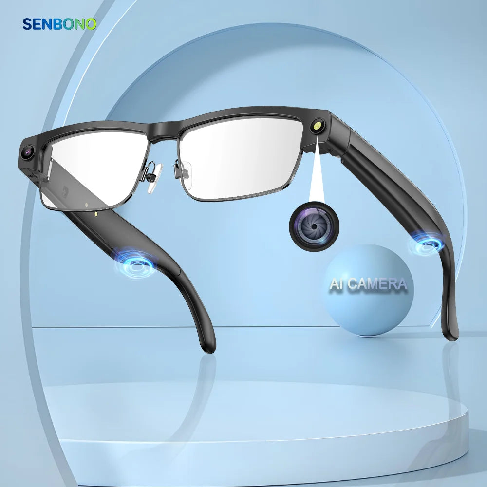 SENBONO Smart Glasses Translator L802 Recognition 8MP Video/Audio Recording Smartglasses with Camera Wifi AI Translation Tidesmit