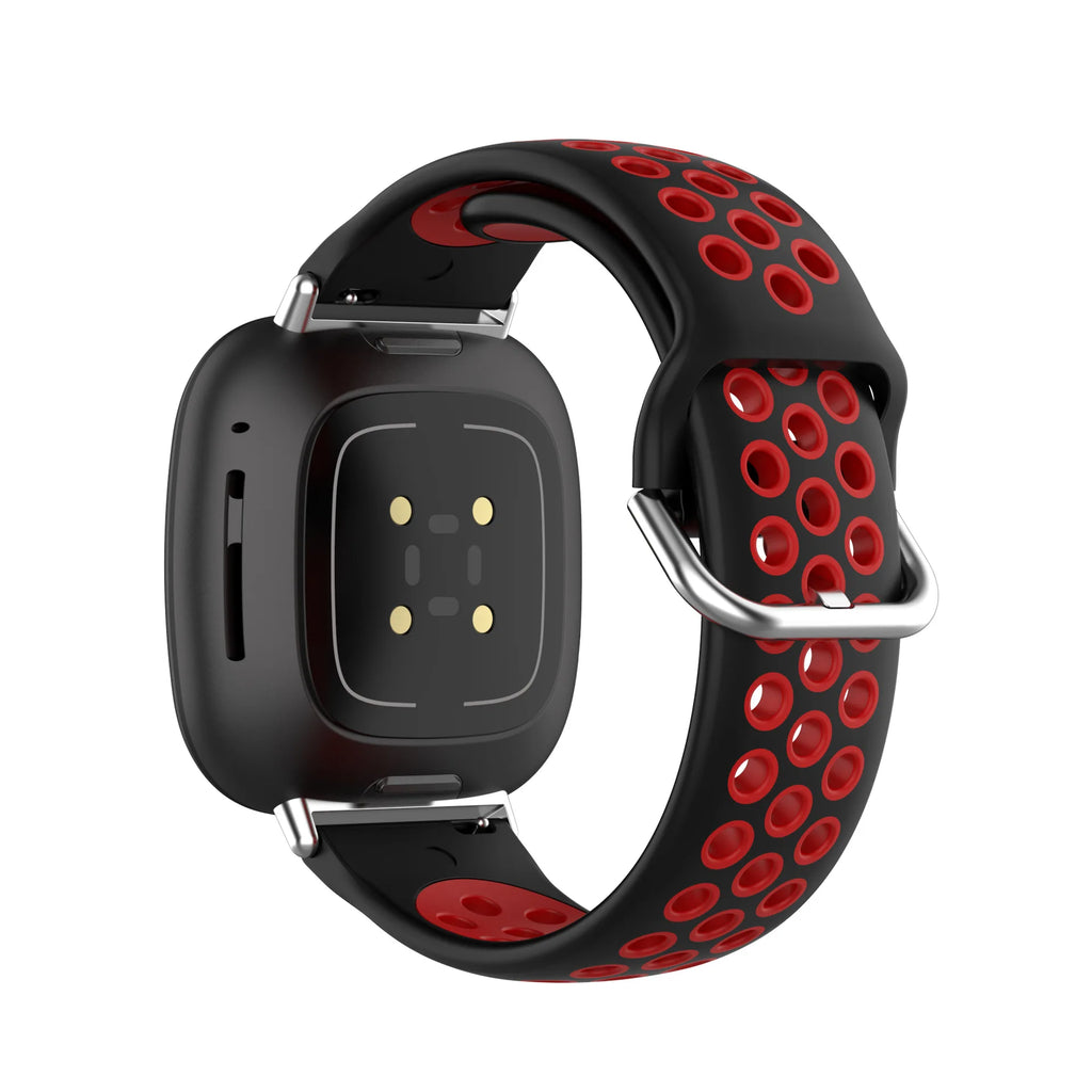 Colorful soft silicone sport wristband for Fitbit Versa 3, Versa 4, and Sense smartwatches in vibrant colors.