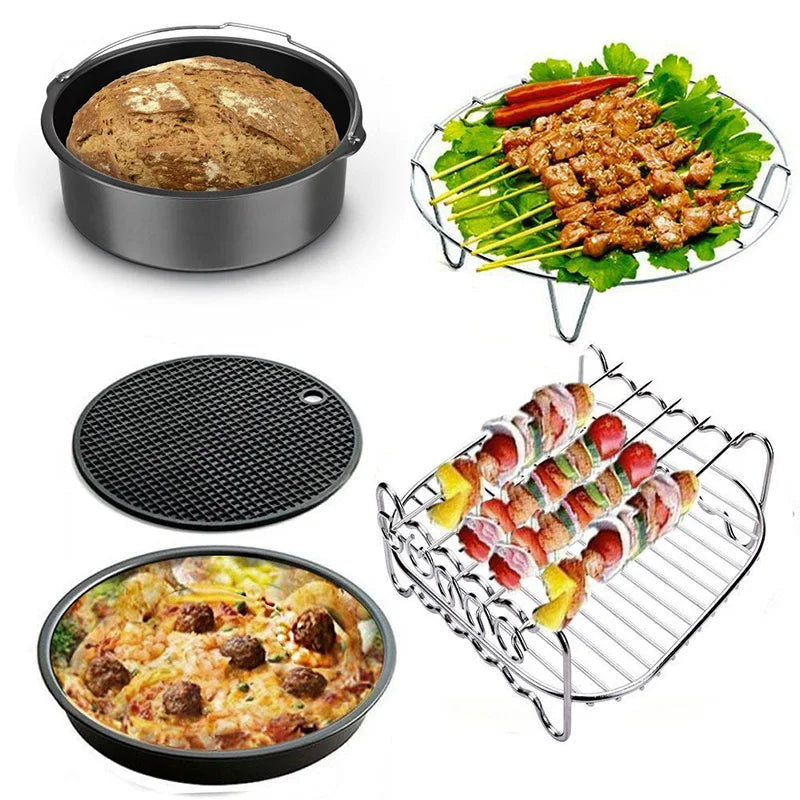 7 Inch / 8 Inch Air Fryer Accessories for Gowise Phillips Cozyna and Secura Fit all Airfryer 3.73.7 4.2 5.3 5.8QT baking pan