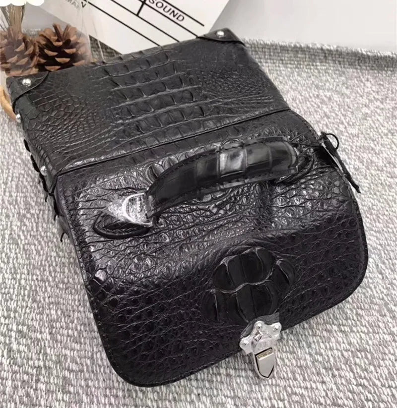 Fashion Design Genuine Crocodile Leather Women Small Purple Purse Authentic Real Leather Lady Female Orange Studs Handbag