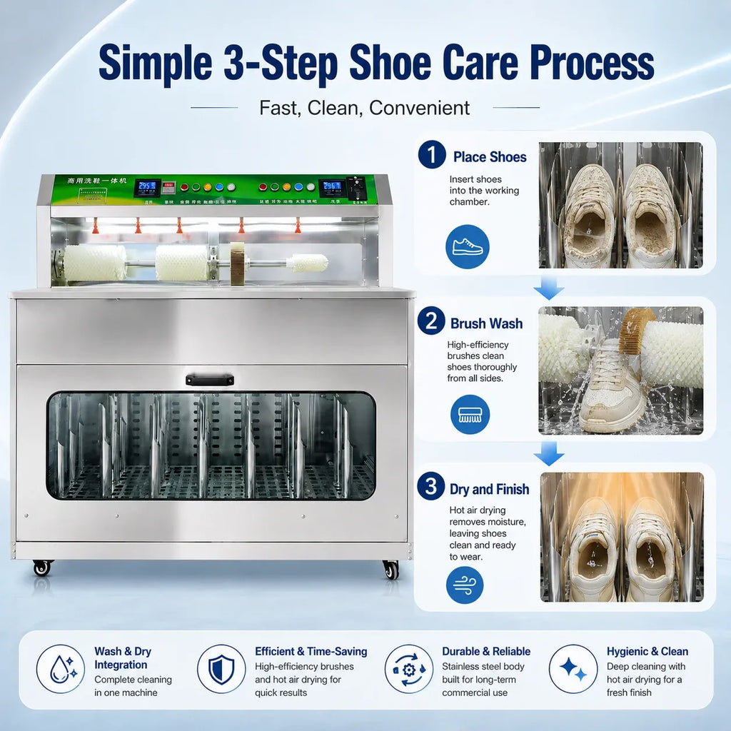 Commercial Shoe Washer and Dryer Stainless Steel Sneaker Cleaner