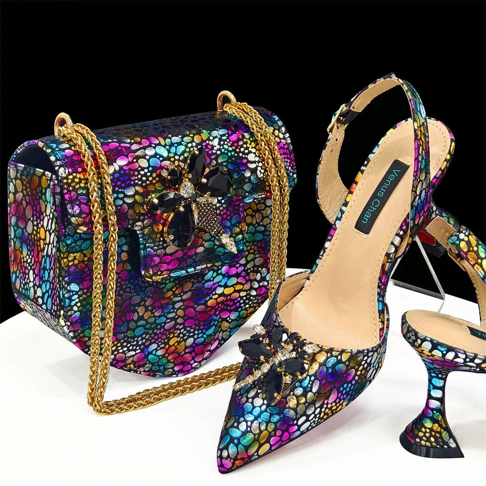 Shein Bestseller Women's Shoes and Bags Set: Pointed-toe Heeled Pumps with an Unconventional Shoulder Bag and Tote