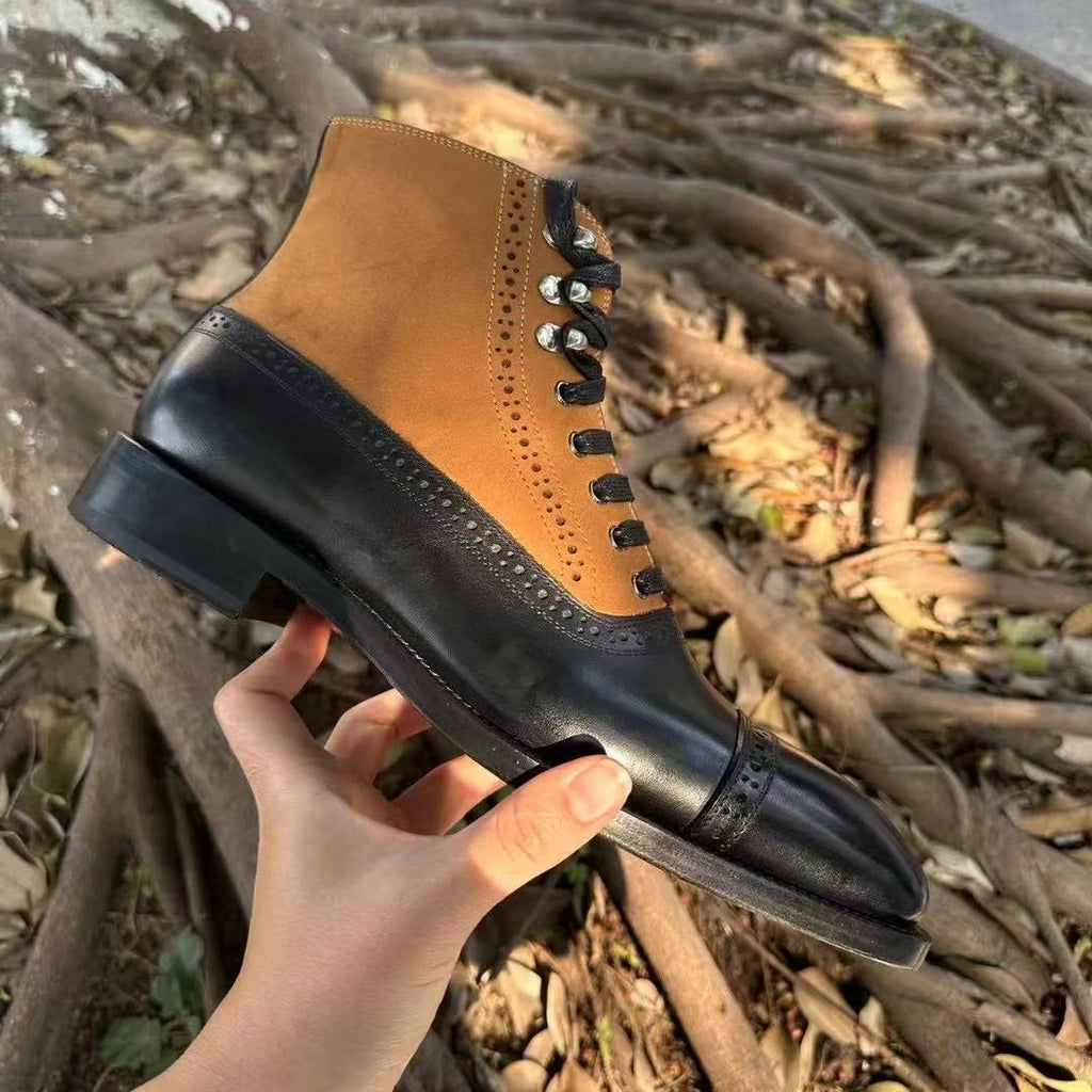 Men Blake Goodyear Welt Boxing Boot Shoes Top Calf Leather Ankle Sneakers Handmade Casual Mans Classic Lace up OEM ODM Factory