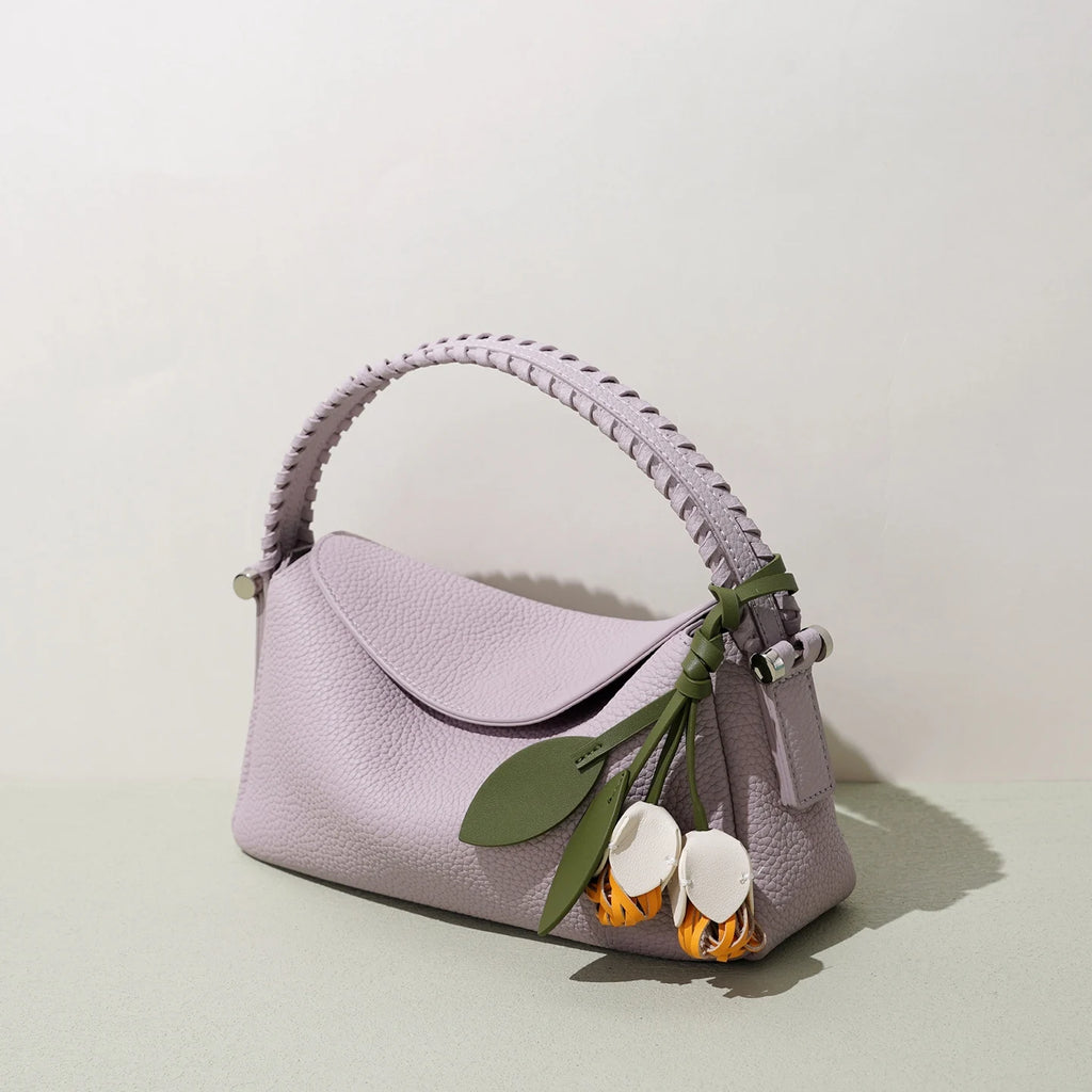 2026 Crossbody Bag Small Tote Cute Purse for Women Top Woven Handle Handbag Genuine Leather Shoulderbag with Detachable Strap