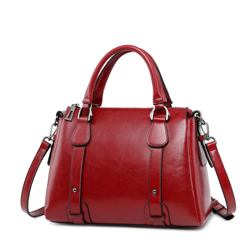 Women Genuine Cow Split Leather Handbag Ladies Top Handle Shoulder Purse Satchel Tote Concealed Carry Handbag