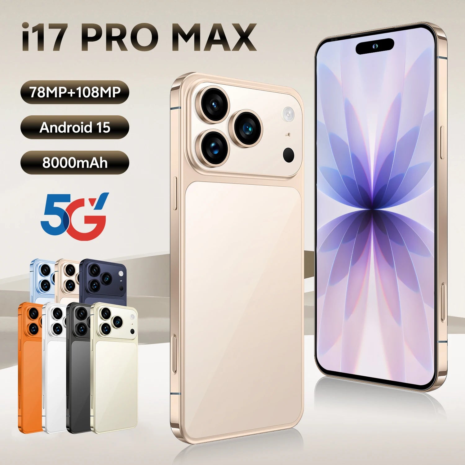Android 15 Smartphone 16GB 1TB, 108MP Camera, 7.3 Inch AMOLED Display Gold 16g 1TB Tidesmit