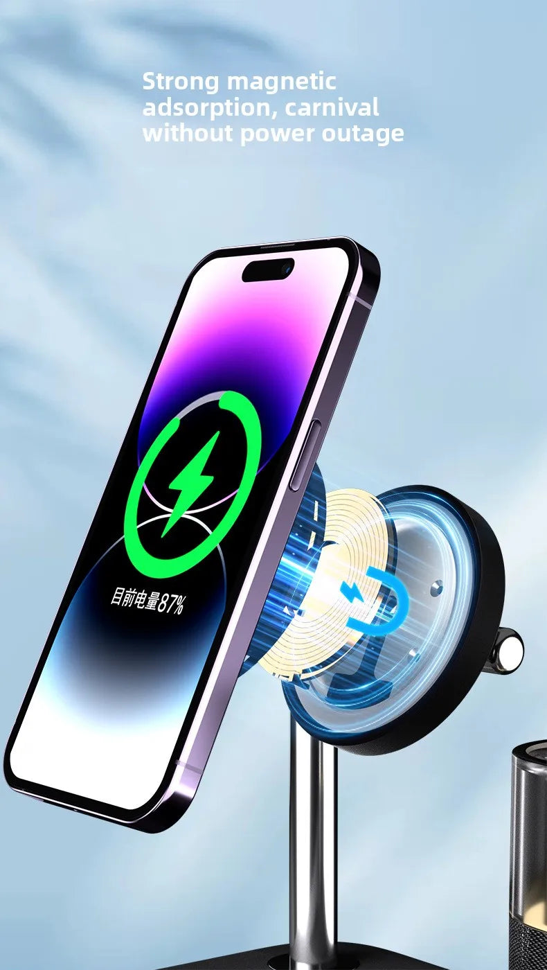 Three-In-One Wireless Charger with Magnetic Feature 15W USB Input for Apple Mobile Phones Headphones Watches Tidesmit
