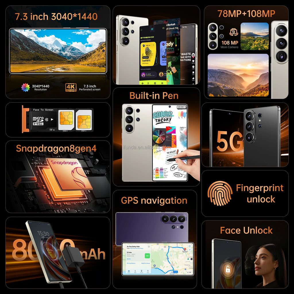 22G+2TB 2026 Latest S26 Ultra Original 5G Gaming Smartphone 108MP Camera Dual SIM Unlocked Global Version Cell Phone  Decacore