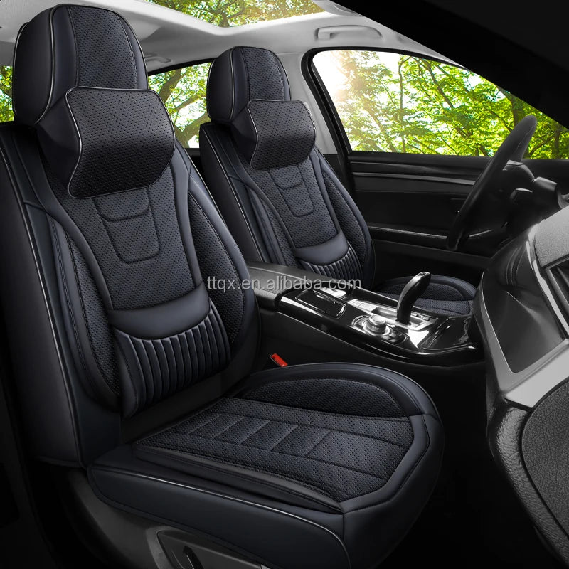 Wear Resistant Nappa Leather Car Seat Covers with Fixed Lumbar Support for Nissan Altima Sylphy X-Trail Qashqai  All Weather
