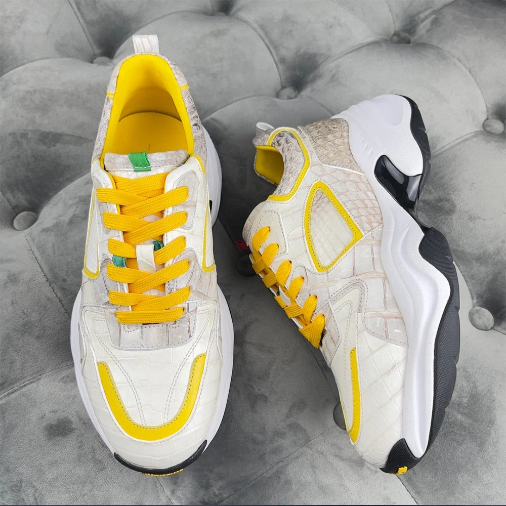 Trendy Crocodile Skin Men's Sport Shoes Luxury Sneakers Anti-slip Walking Style Fashion Sneakers Casual Shoes for Men