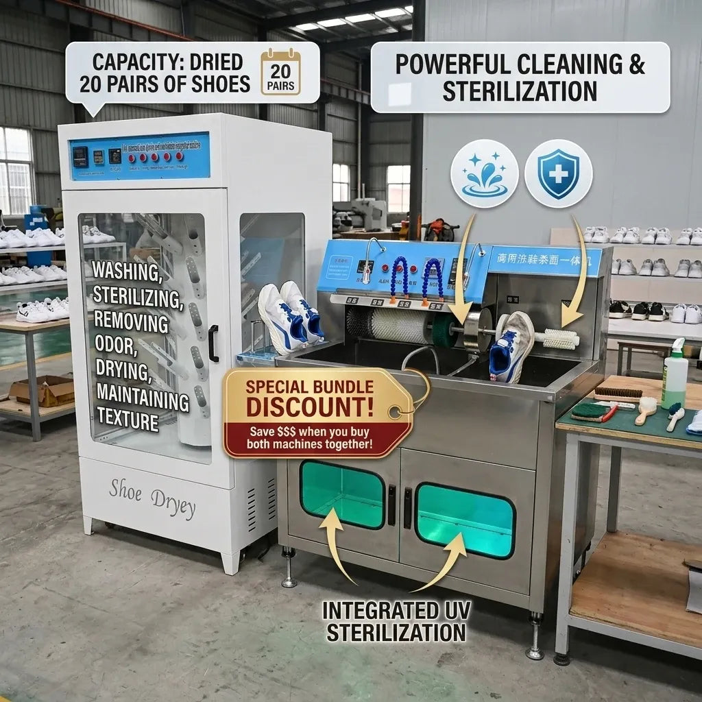 Commercial Shoe Washer and Dryer Combo with Sterilization Box