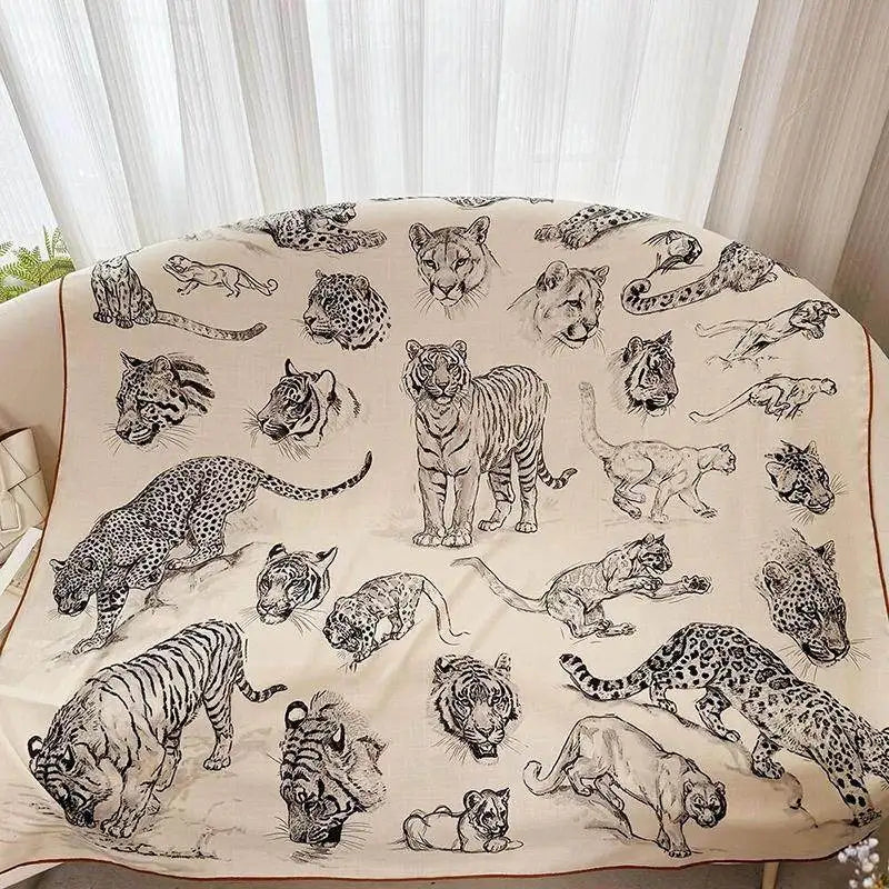 Luxurious 140x140cm Large Square Dalai's Studio Printed Brand Cashmere Silk Scarf Gift  for Elegant Individuals in Stock