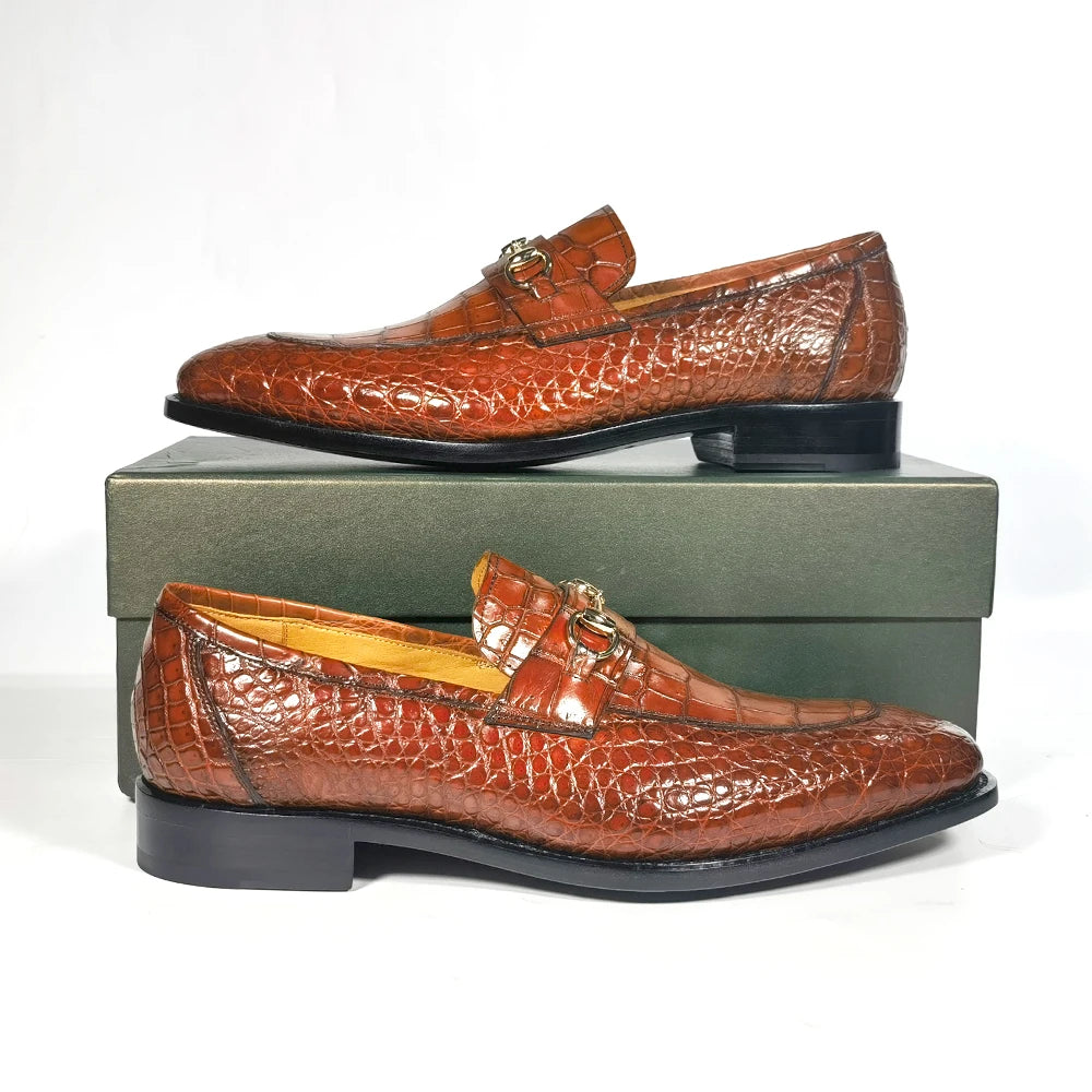Goodyear Handmade Custom Pure crocodile Leather Loafers Luxury Party Wear Loafers Men Slip-on Office Big Size Men's Dress Shoes