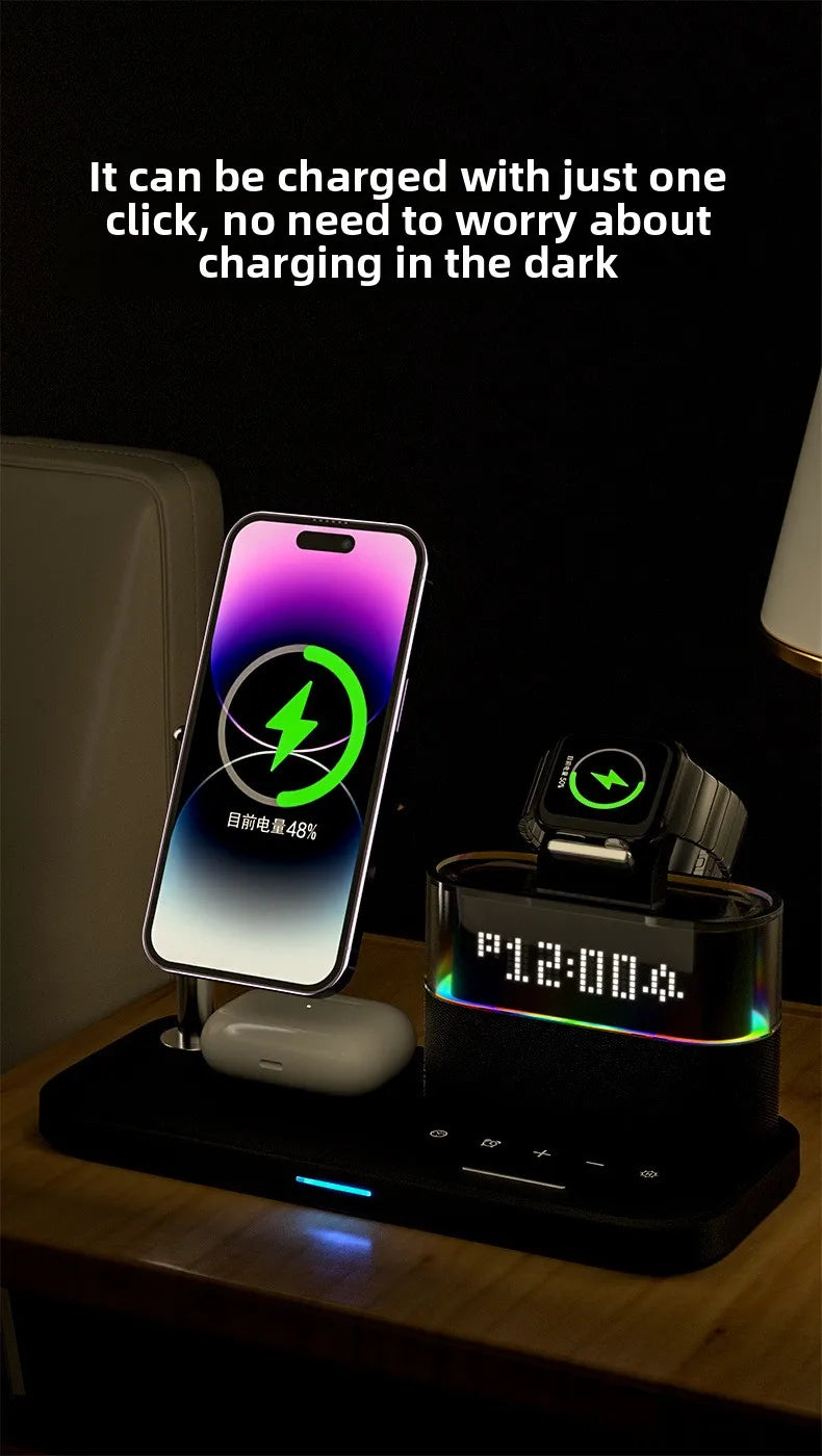 Three-In-One Wireless Charger with Magnetic Feature 15W USB Input for Apple Mobile Phones Headphones Watches Tidesmit