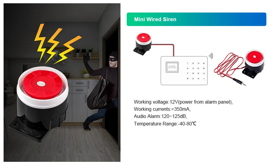 Fuers WIFI 4G 2G GSM Alarm System work with Tuya SmartBurglar Alarm Wireless Wired Security Zone Link Alexa Google Motion Sensor