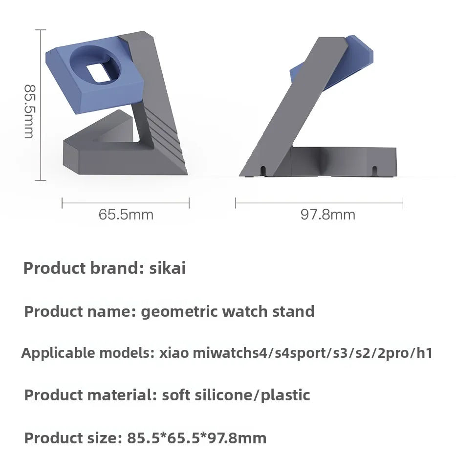 Power bank charger-Geometric Silicone Charger Stand for Mi Watch S4/S4 Sport/S3/2 Pro/H1 Xiaomi Watch Accessories Desk Holder for Smartwatches Tidesmit