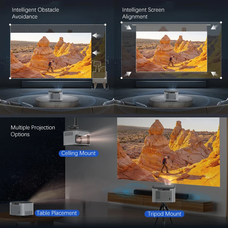 Free Shipping Smart 4K Android 9.0 Projector 4K WiFi 5G LCD Home Theater 1080P Portable Home Made Video Projector Tidesmit