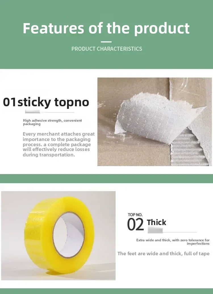 Yellow carton sealing tape roll with thick clear core, close-up