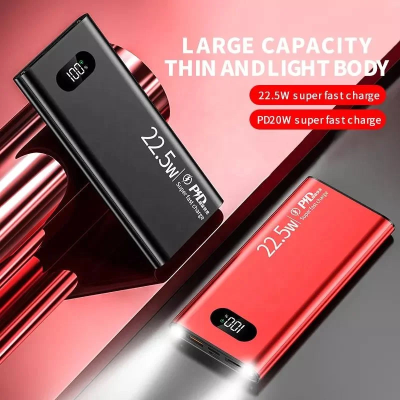 Power bank charger-PD22.5W Super Fast Charger Battery Charger With LED Flashlight Aluminium Alloy High Capacity Power Bank 10000mAh Tidesmit