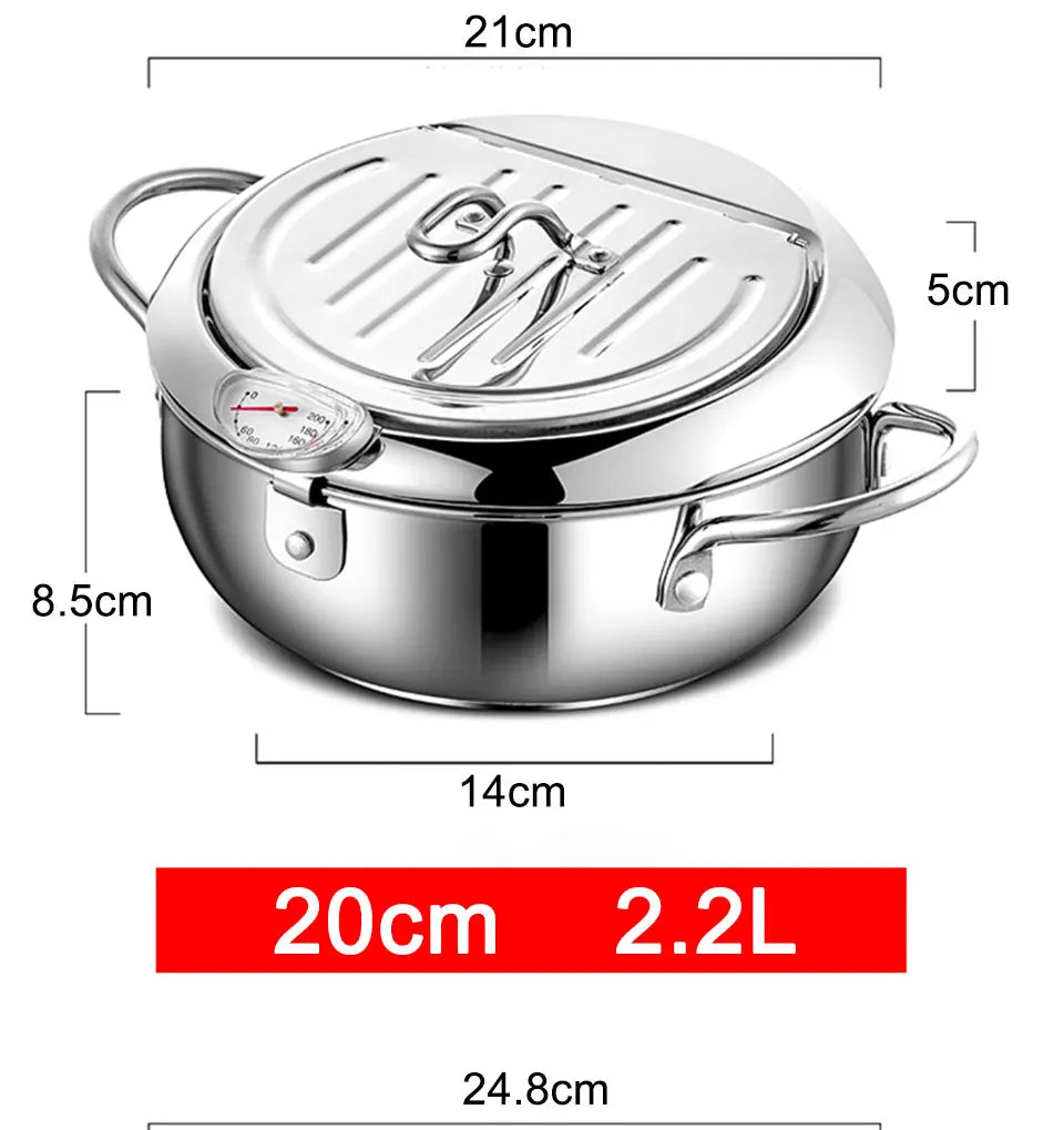 Japanese-Style Tempura Fryer Mini Oil-Saving Deep-Frying Pot Household Small Fryer with Special Temperature Control