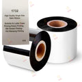 Black satin thermal transfer ribbon spool, single-side label and core